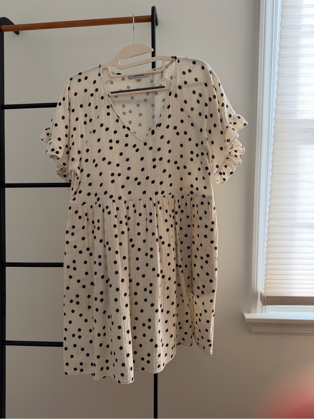 Madewell Cream and Black Polka Dot Dress